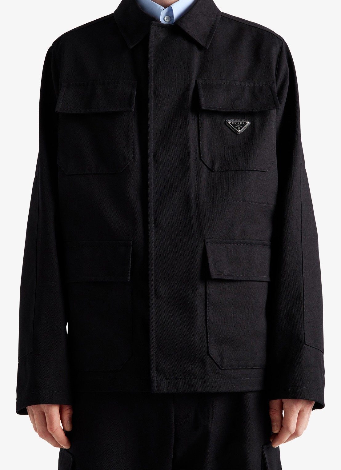Prada Regular fit overshirt met klepzakken - detail 3 zwart