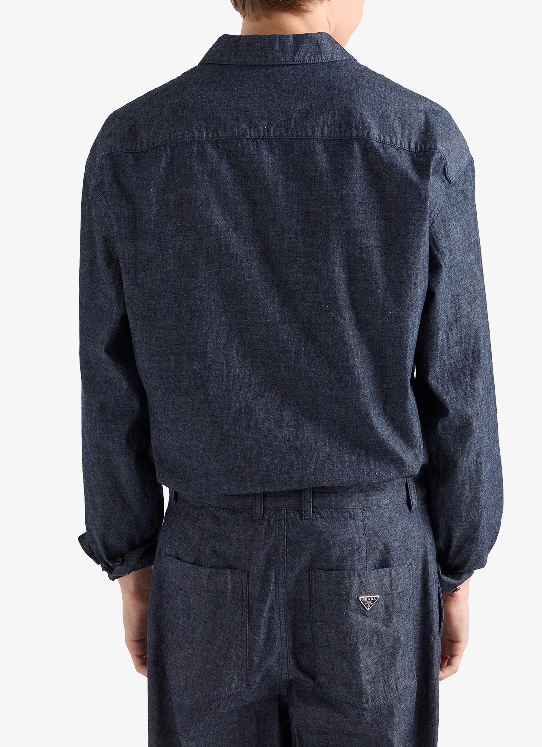 Prada Regular fit overshirt van chambray - achterkant donkerblauw
