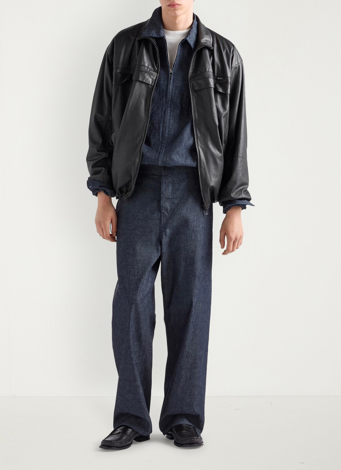 Prada Regular fit overshirt van chambray - voorkant 3 donkerblauw