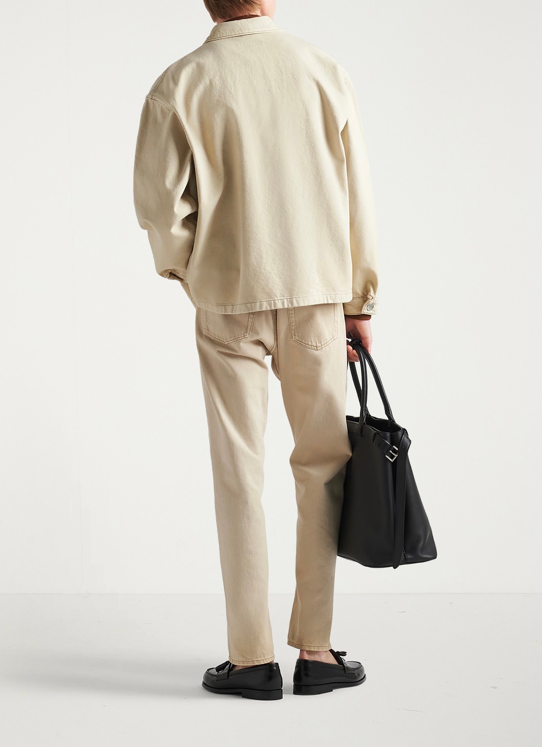 Prada Regular fit overshirt van denim met borstzak - achterkant 3 beige