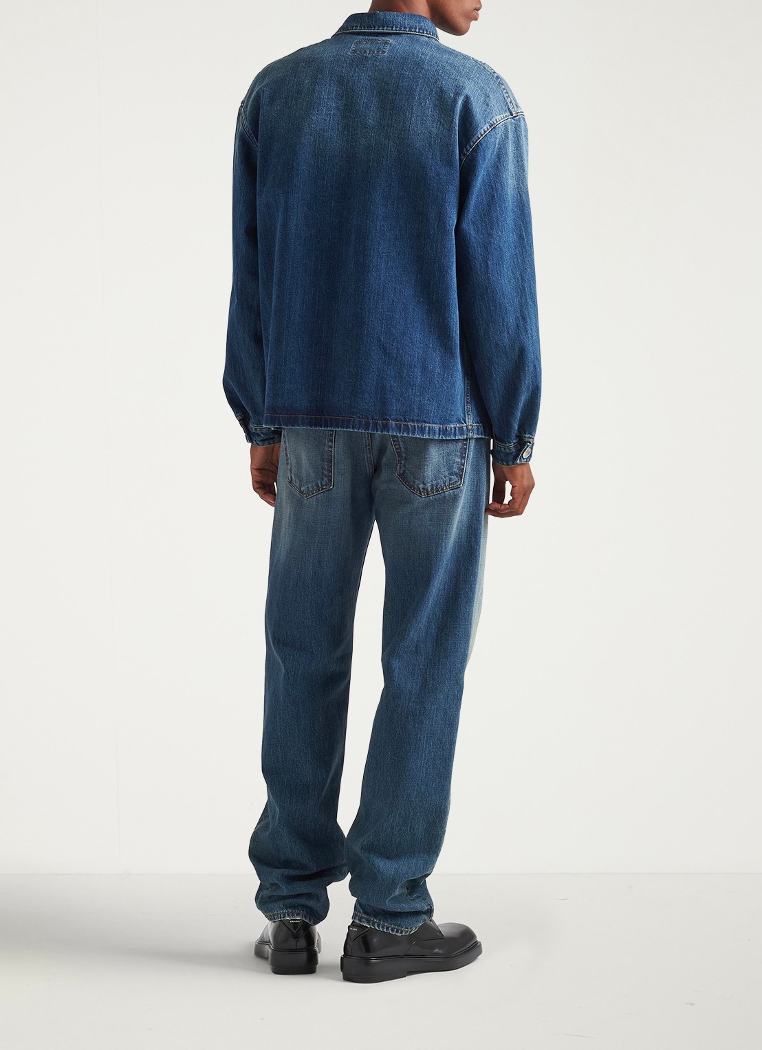 Prada Regular fit overshirt van denim met borstzak - achterkant 5 indigo