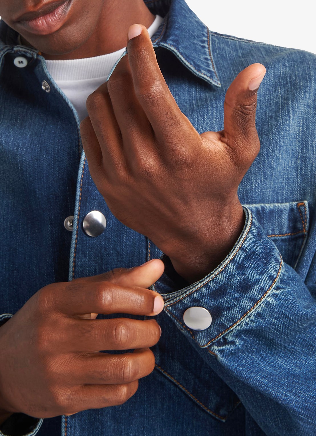 Prada Regular fit overshirt van denim met borstzak - detail 4 indigo