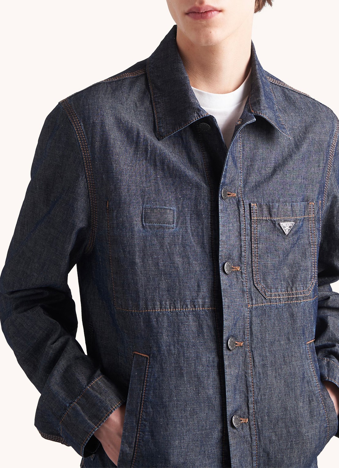 Prada Regular fit overshirt van denim met steekzakken - detail 3 indigo