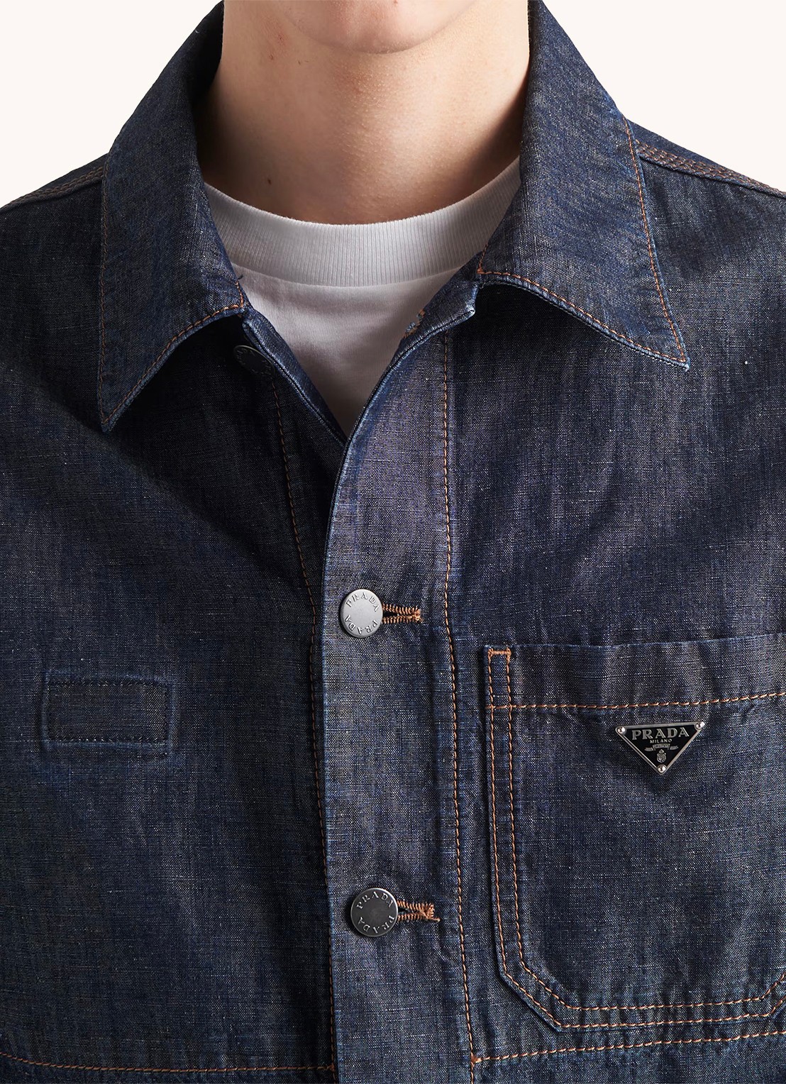 Prada Regular fit overshirt van denim met steekzakken - detail 4 indigo