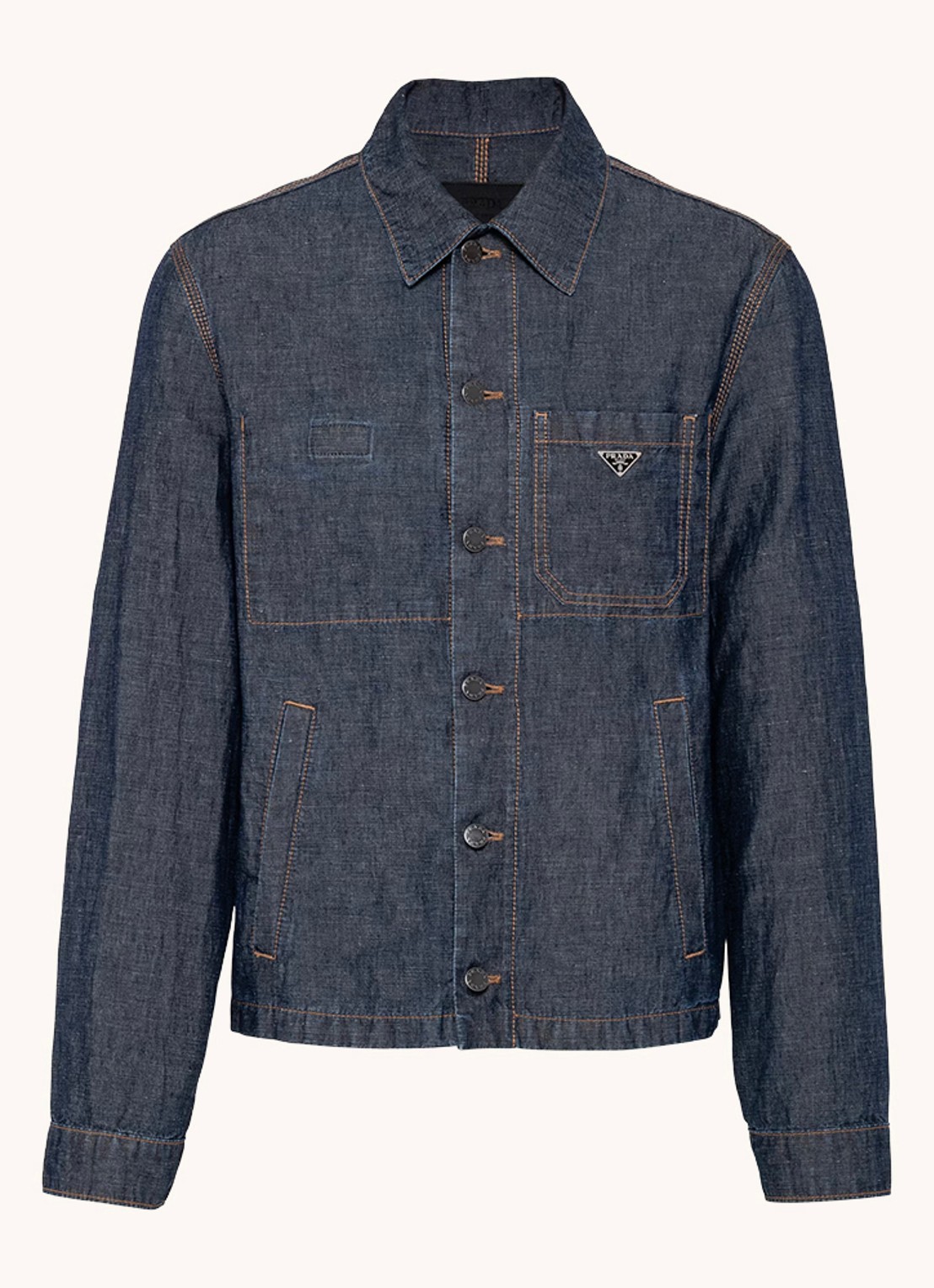Prada Regular fit overshirt van denim met steekzakken - voorkant indigo