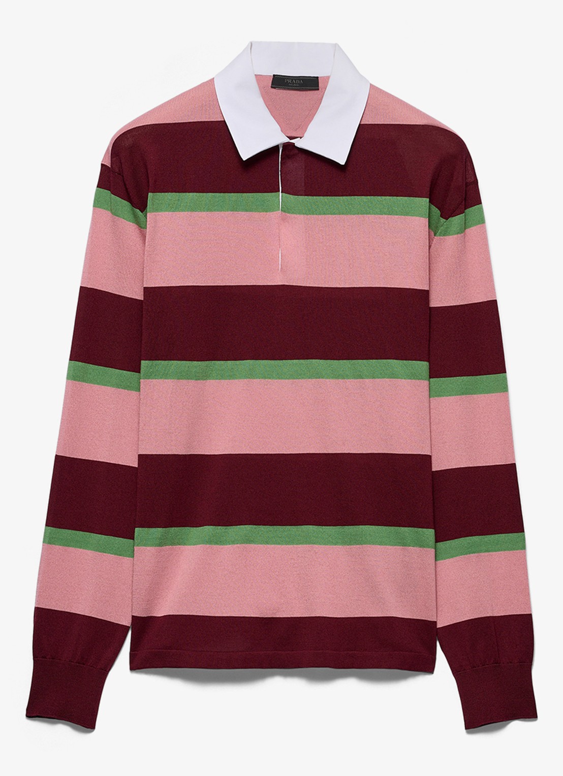 Prada Regular fit polo in zijdeblend met streepprint - voorkant bordeauxrood