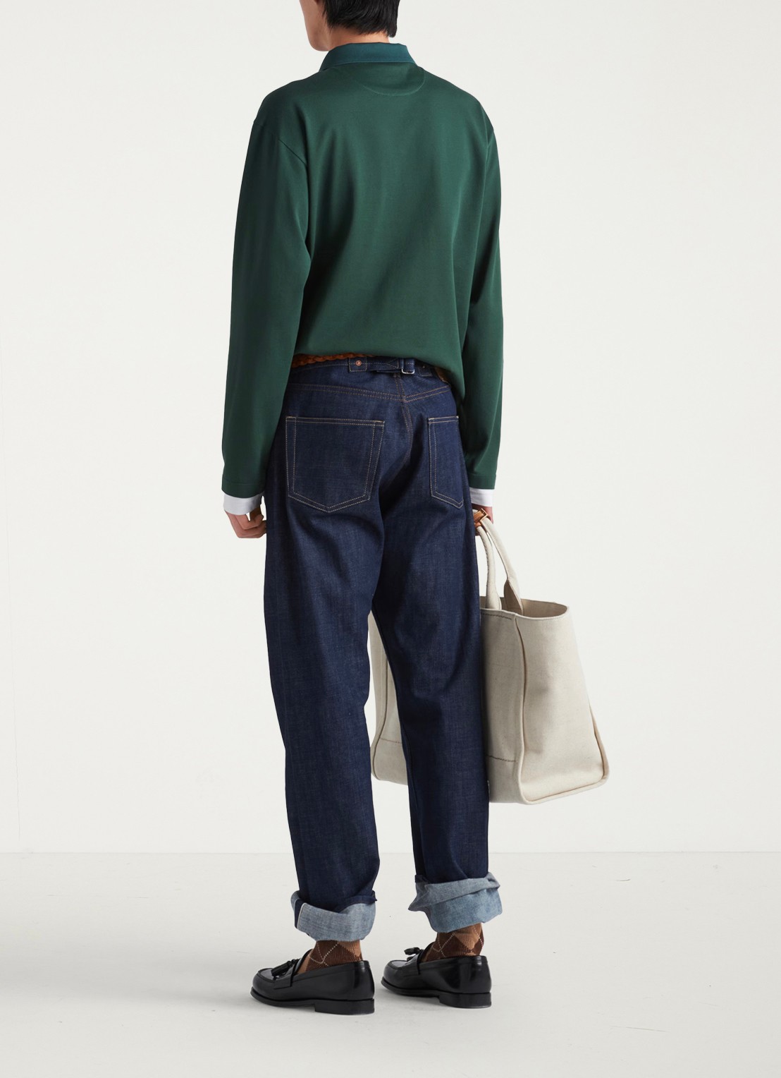 Prada Regular fit polo met contrast - achterkant 3 groen