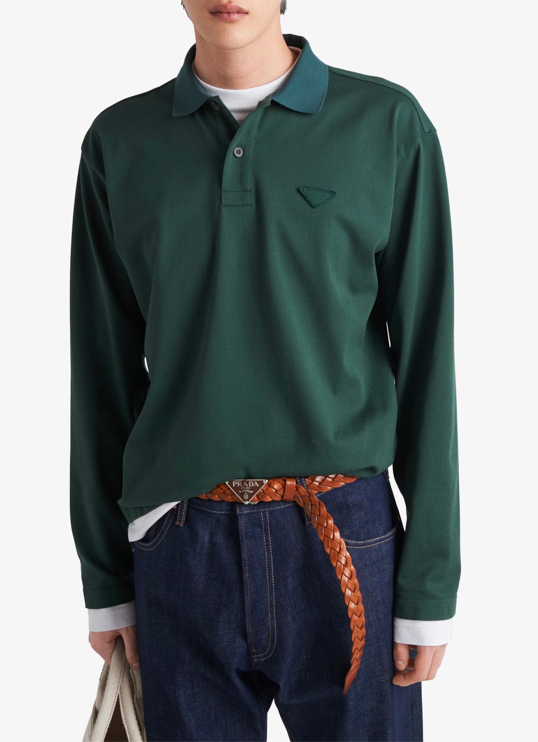 Prada Regular fit polo met contrast - detail groen