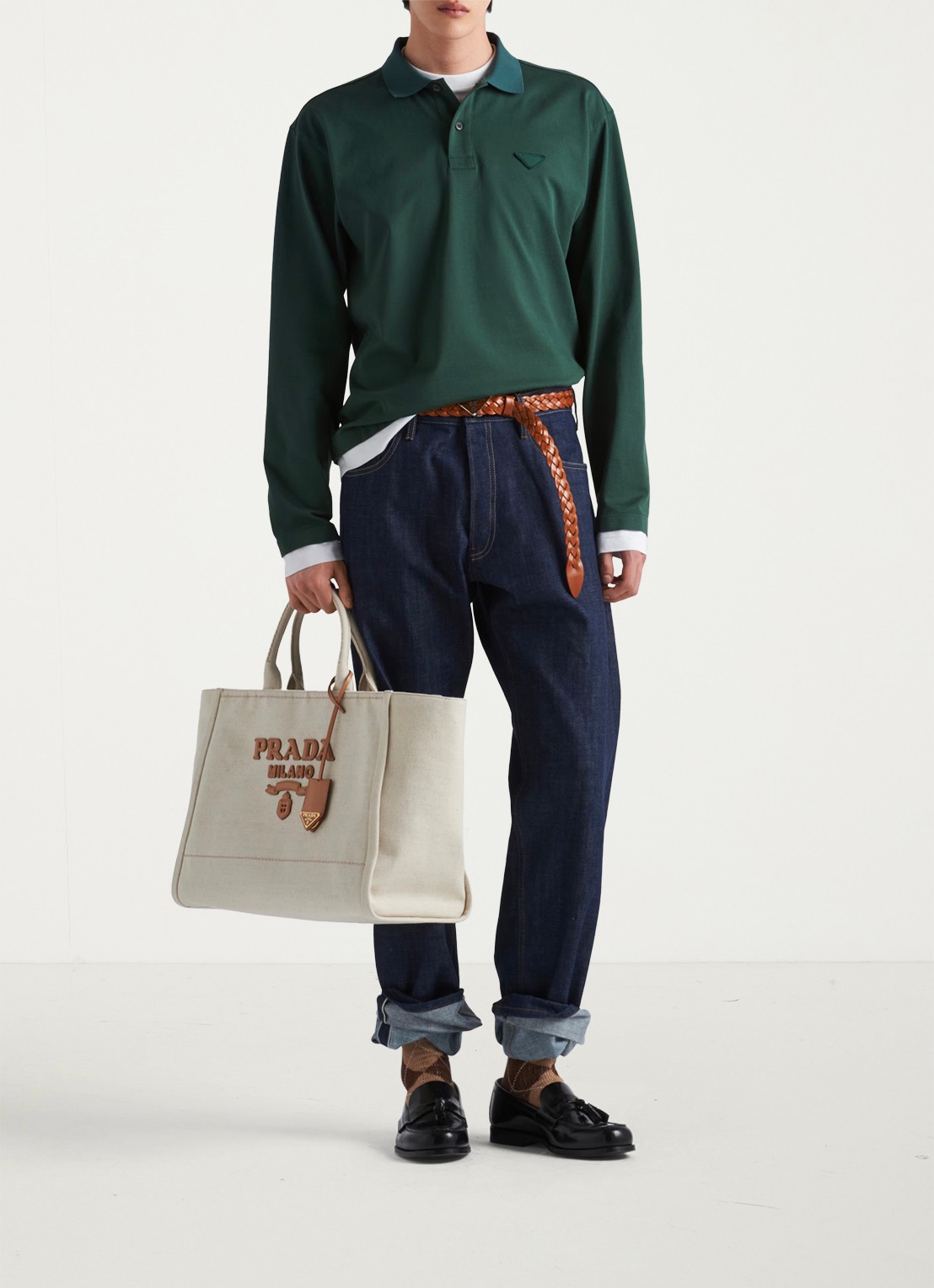 Prada Regular fit polo met contrast - voorkant 5 groen