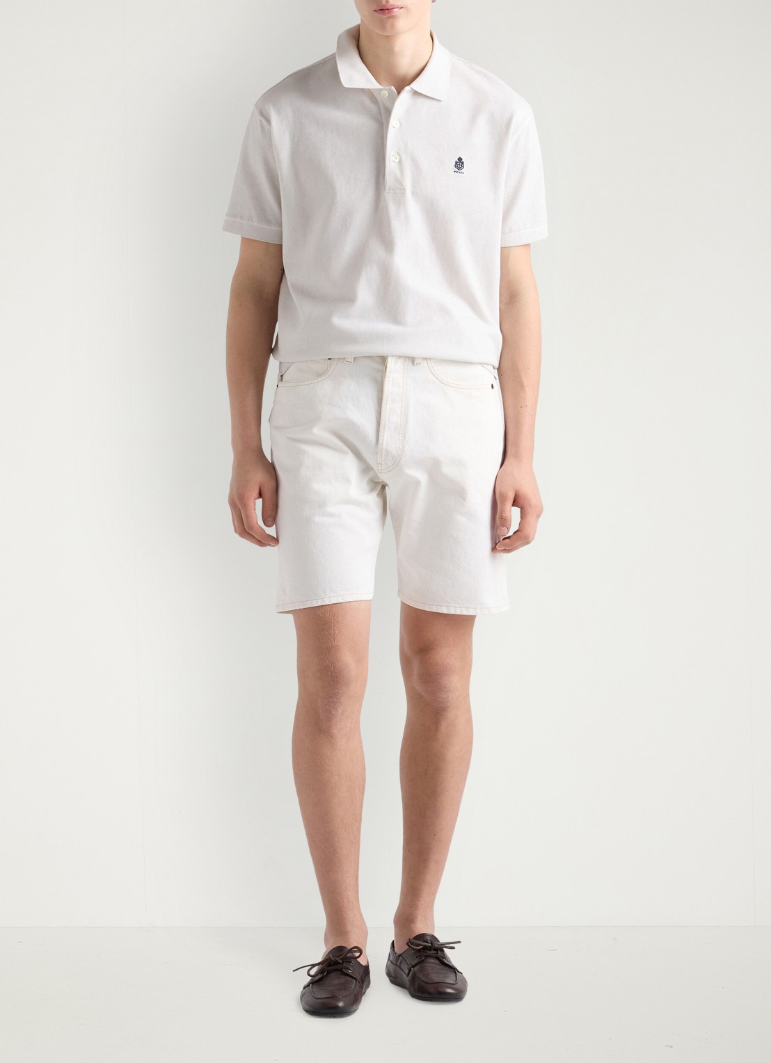 Prada Regular fit polo met logoborduring - detail 4 wit