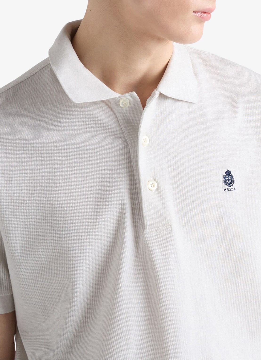 Prada Regular fit polo met logoborduring - detail 5 wit