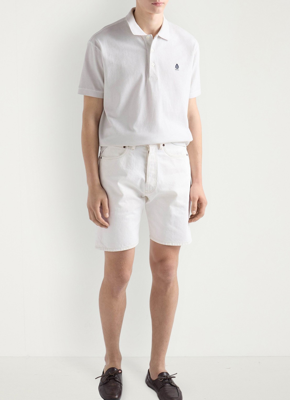 Prada Regular fit polo met logoborduring - voorkant 2 wit
