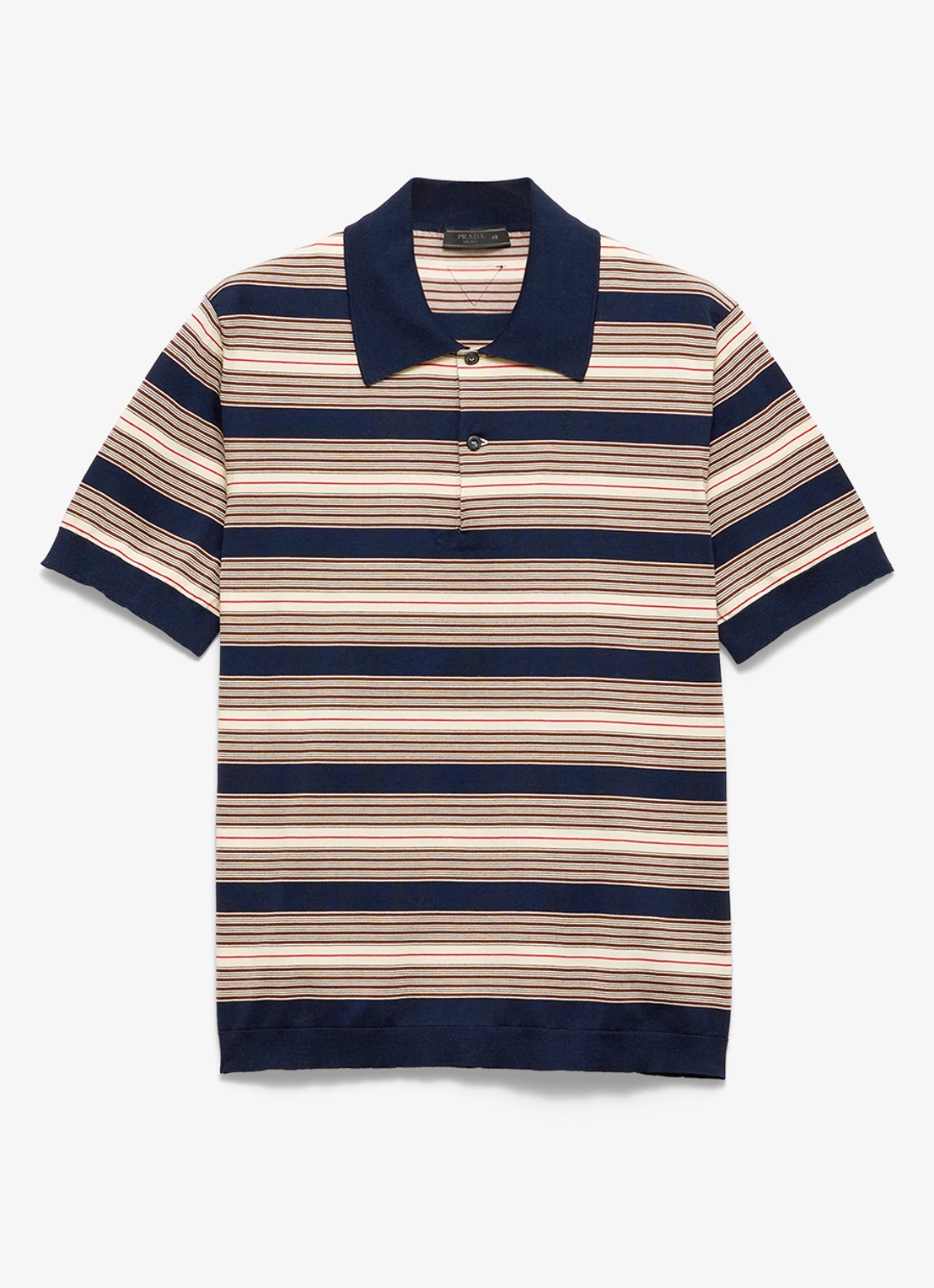 Prada Regular fit polo met streepprint - voorkant 4 donkerblauw