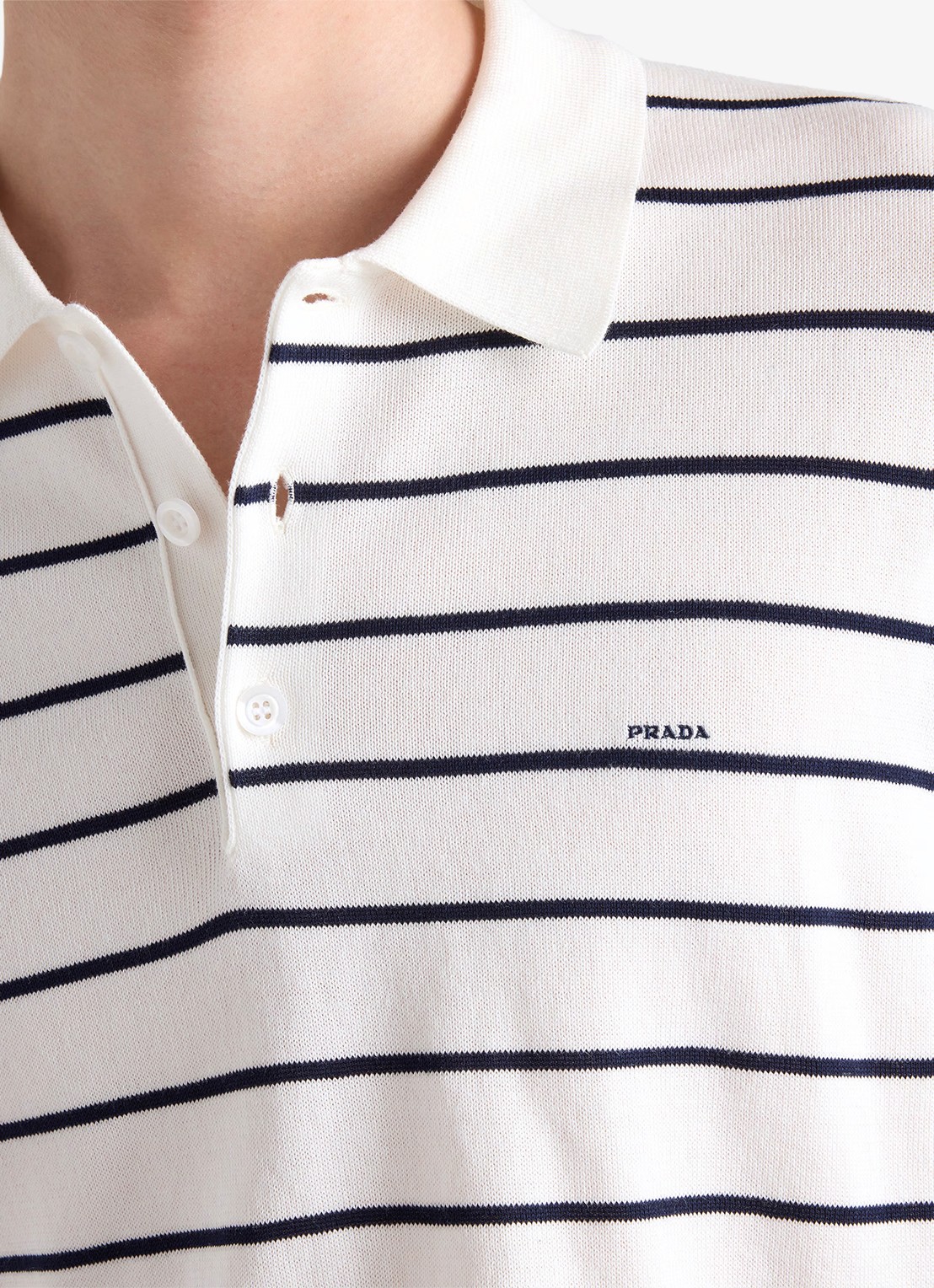 Prada Regular fit polo met streepprint - detail 4 wit