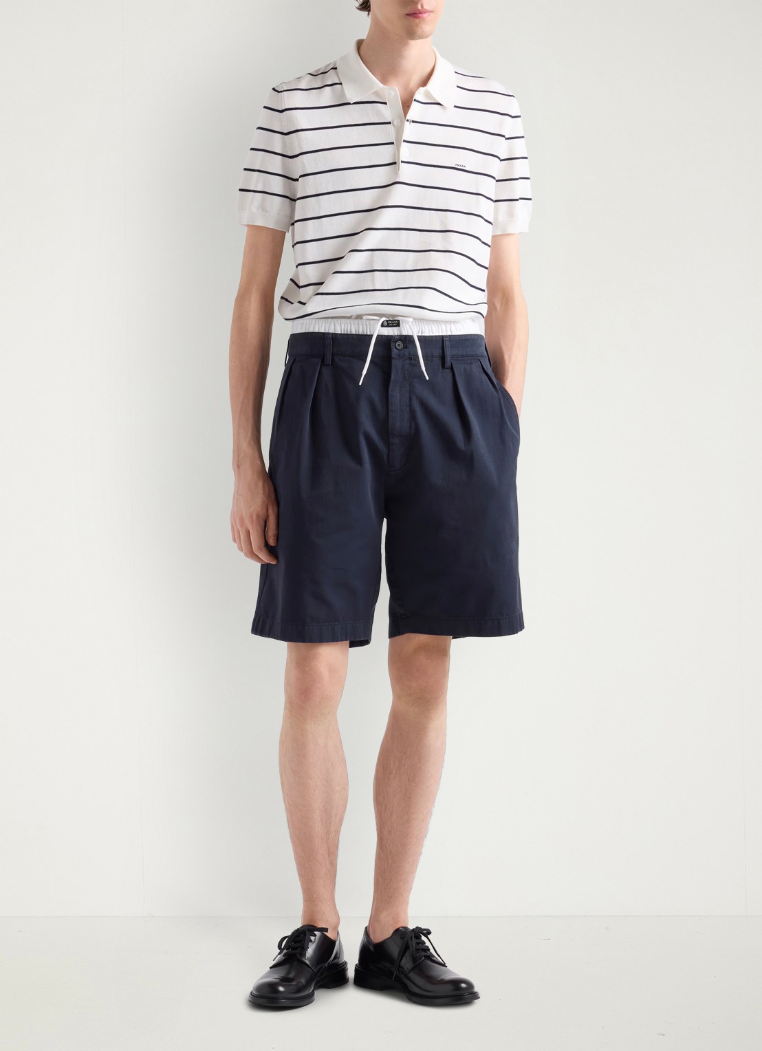 Prada Regular fit polo met streepprint - voorkant 2 wit