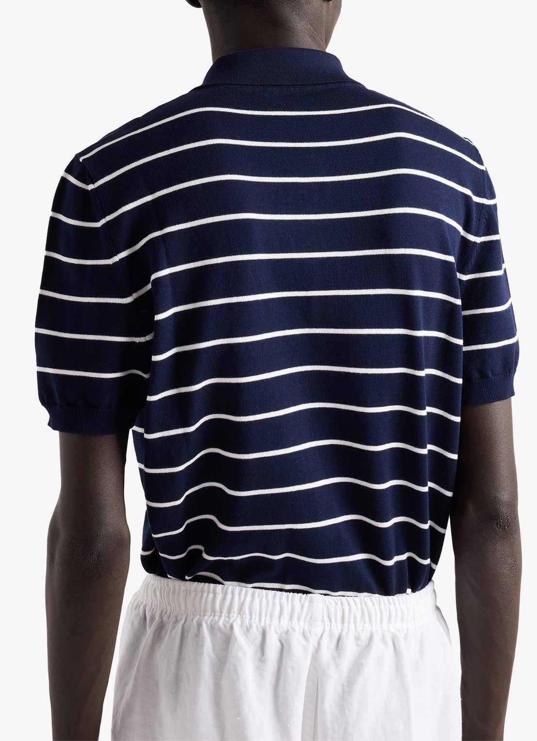 Prada Regular fit polo met streepprint - achterkant 2 donkerblauw