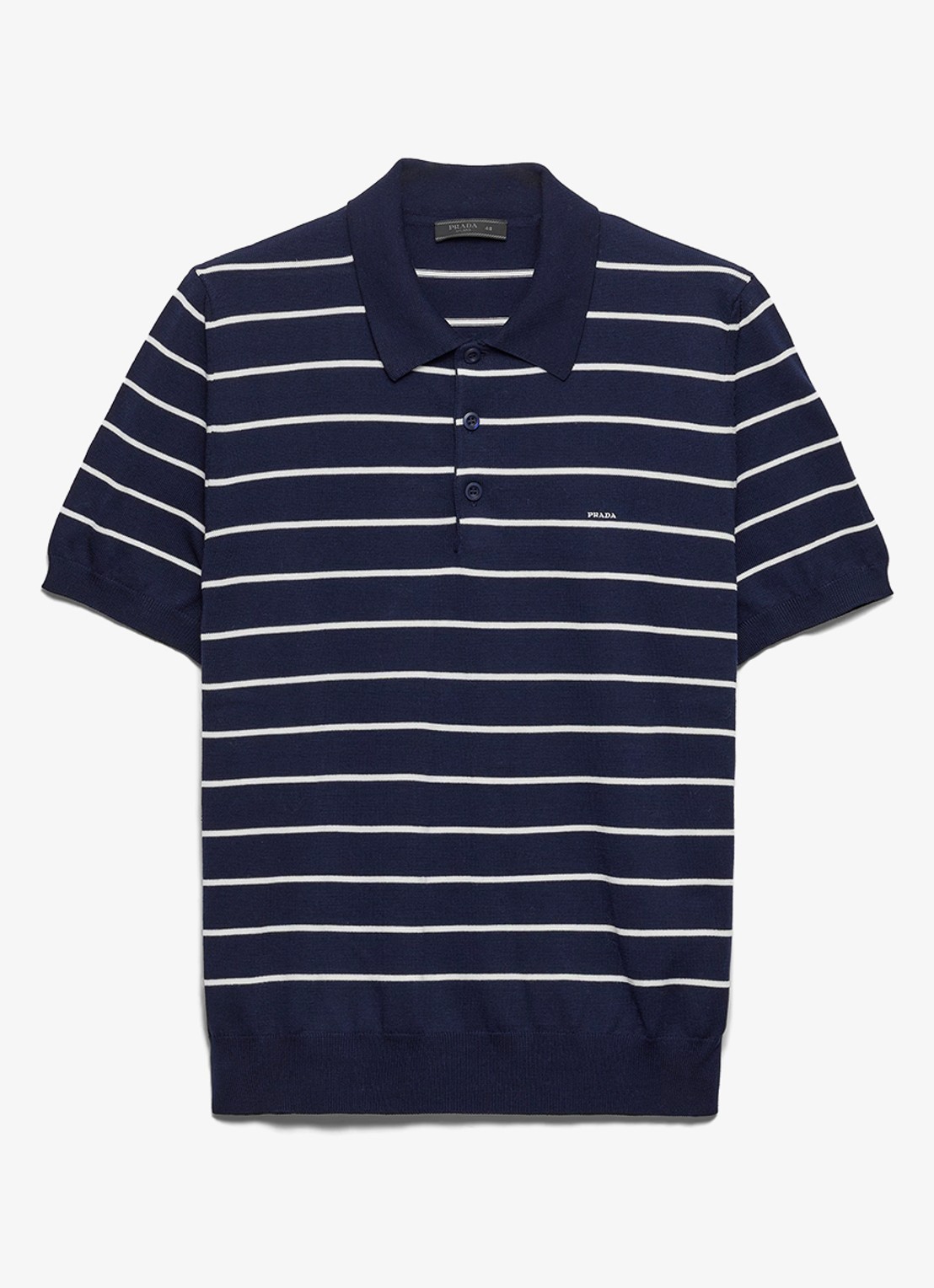 Prada Regular fit polo met streepprint - voorkant donkerblauw
