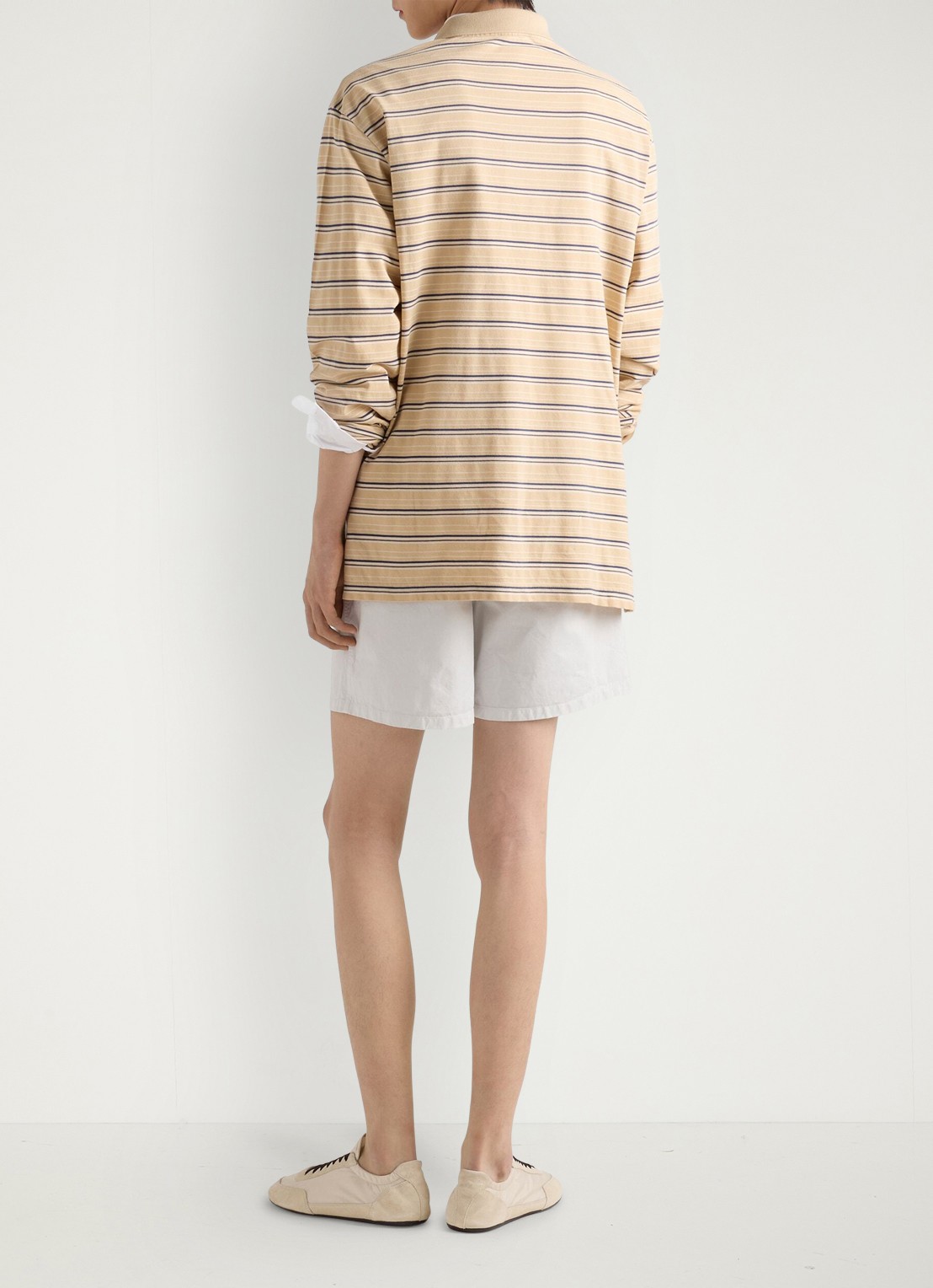 Prada Regular fit polo van piqué katoen met streepprint - achterkant 6 beige