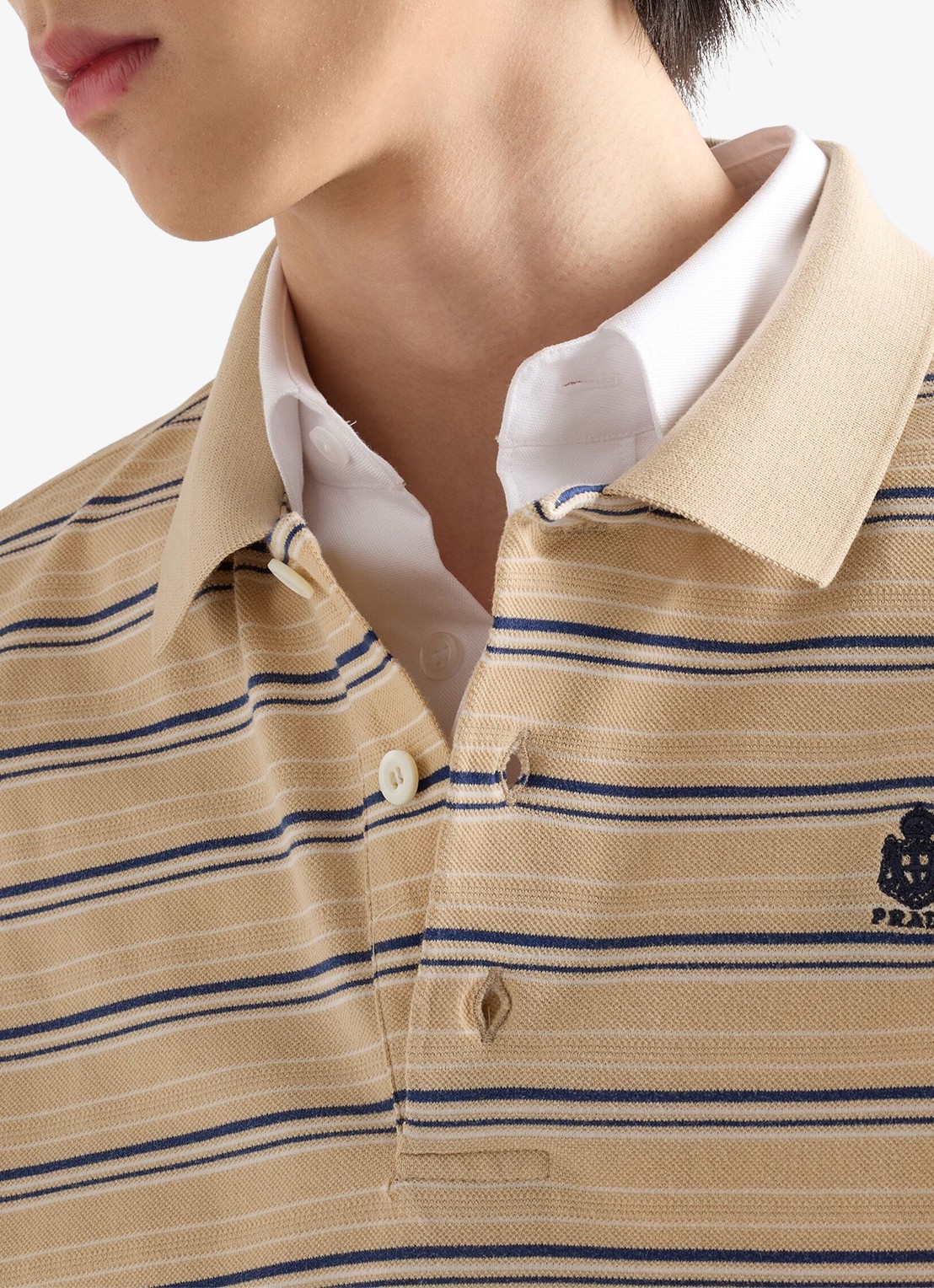 Prada Regular fit polo van piqué katoen met streepprint - detail 4 beige