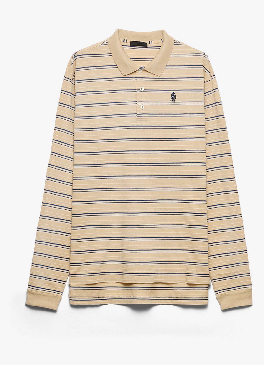 Prada Regular fit polo van piqué katoen met streepprint - voorkant beige