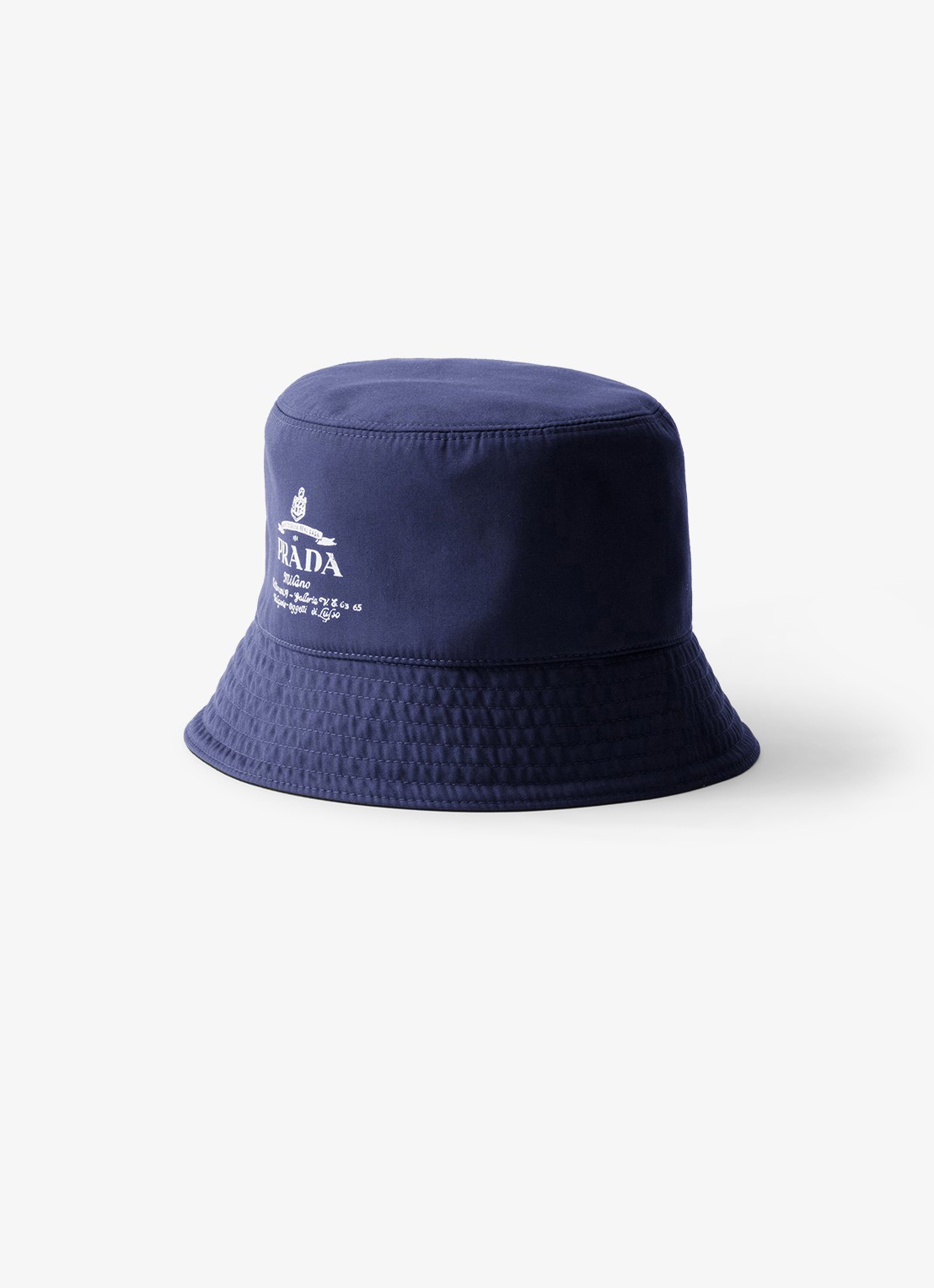 Prada Reversible bucket hoed met logo - voorkant 2 donkerblauw