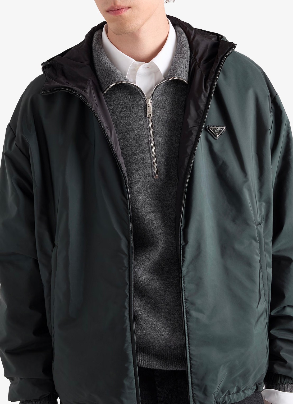 Prada Reversible Re-Nylon jack met ritszakken - detail 4 groen