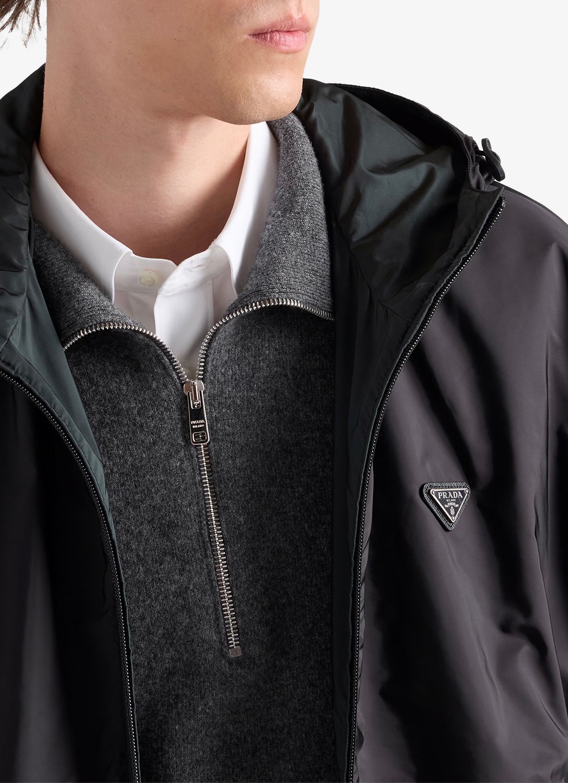Prada Reversible Re-Nylon jack met ritszakken - detail 5 groen