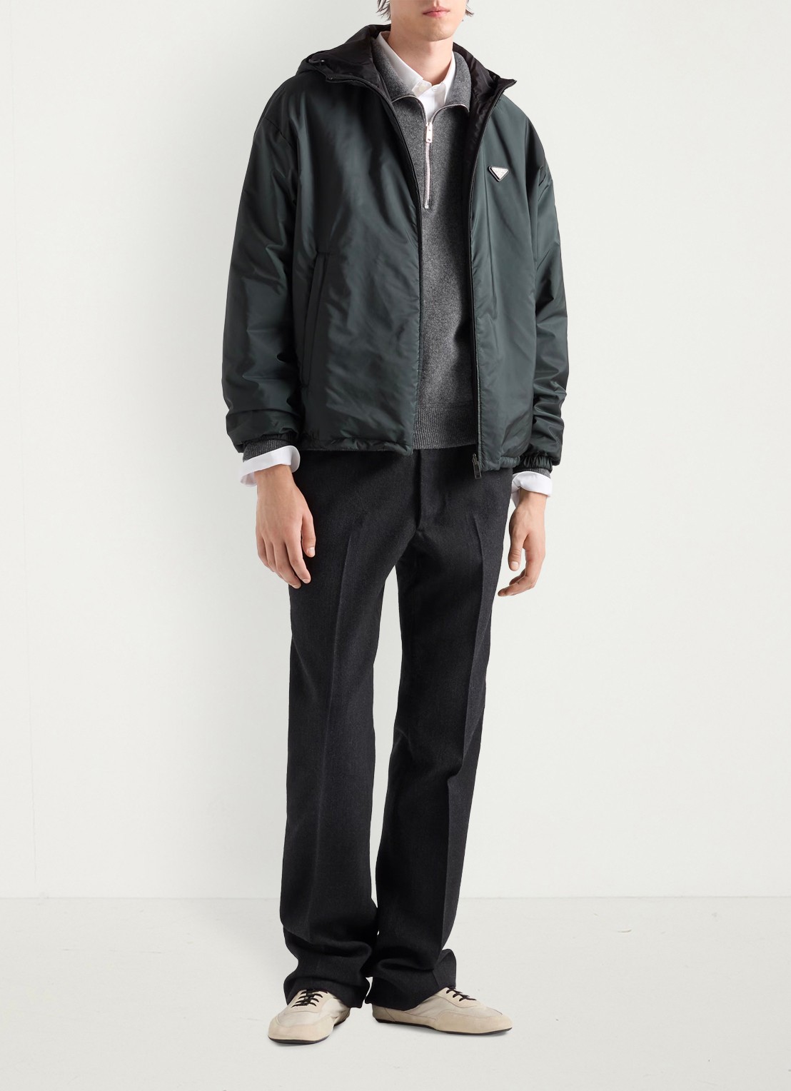 Prada Reversible Re-Nylon jack met ritszakken - voorkant 2 groen