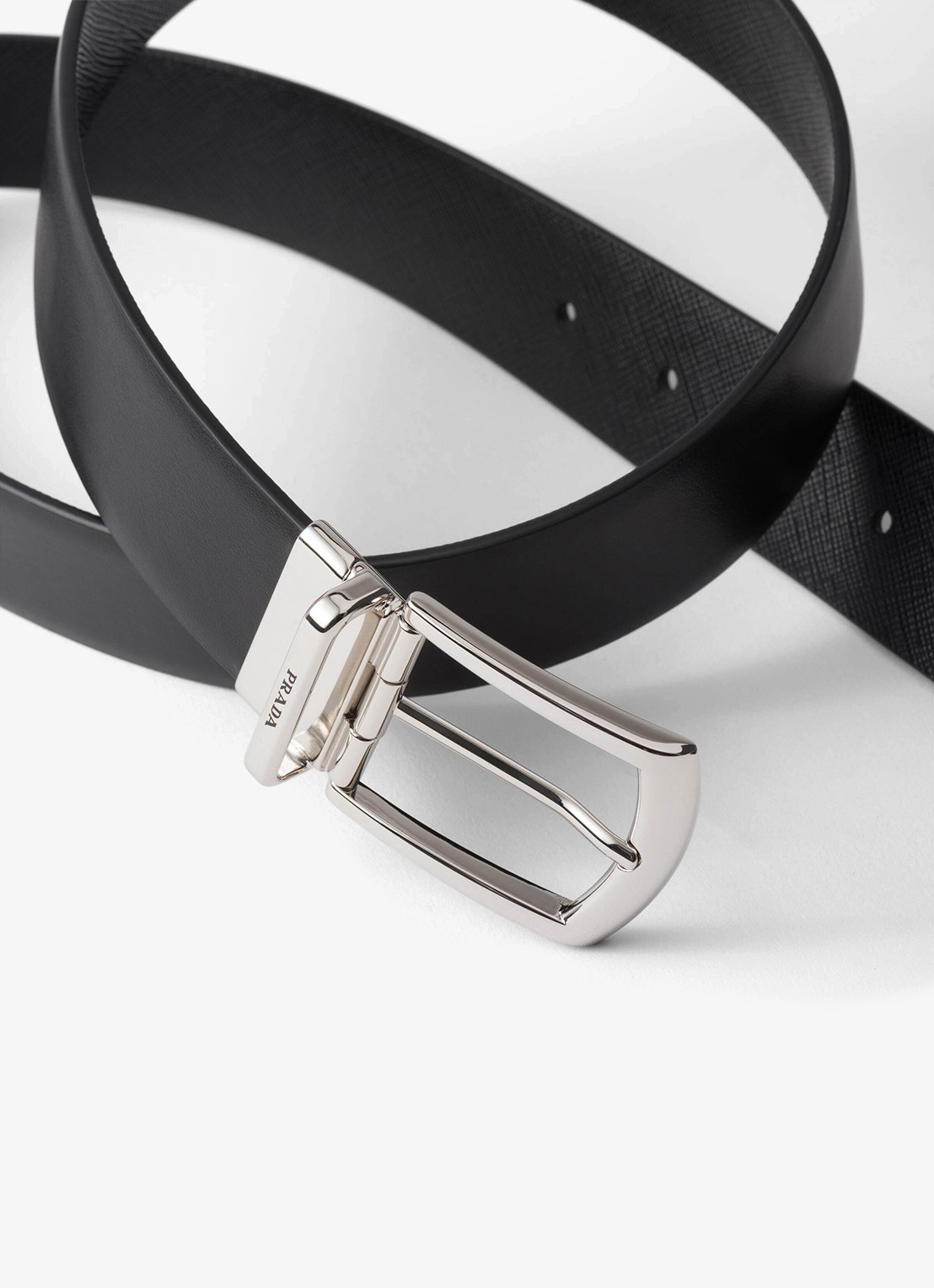 Prada Reversible riem van leer - detail 4 zwart
