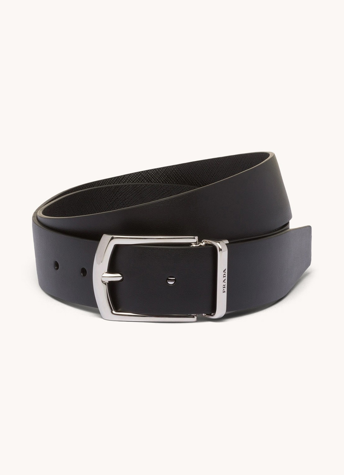 Prada Reversible riem van leer - voorkant 4 zwart