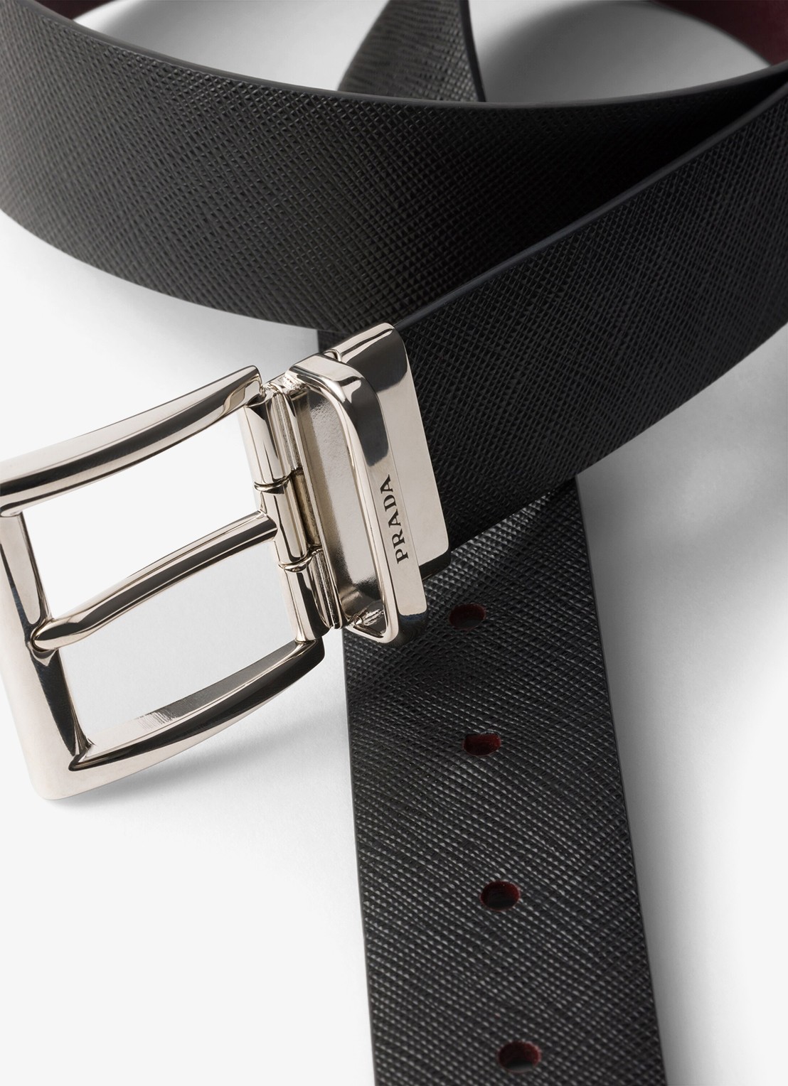 Prada Reversible riem van leer - voorkant 2 diepzwart