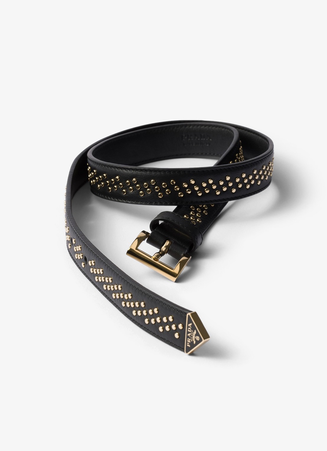 Prada Riem van kalfsleer met studs - voorkant 2 zwart