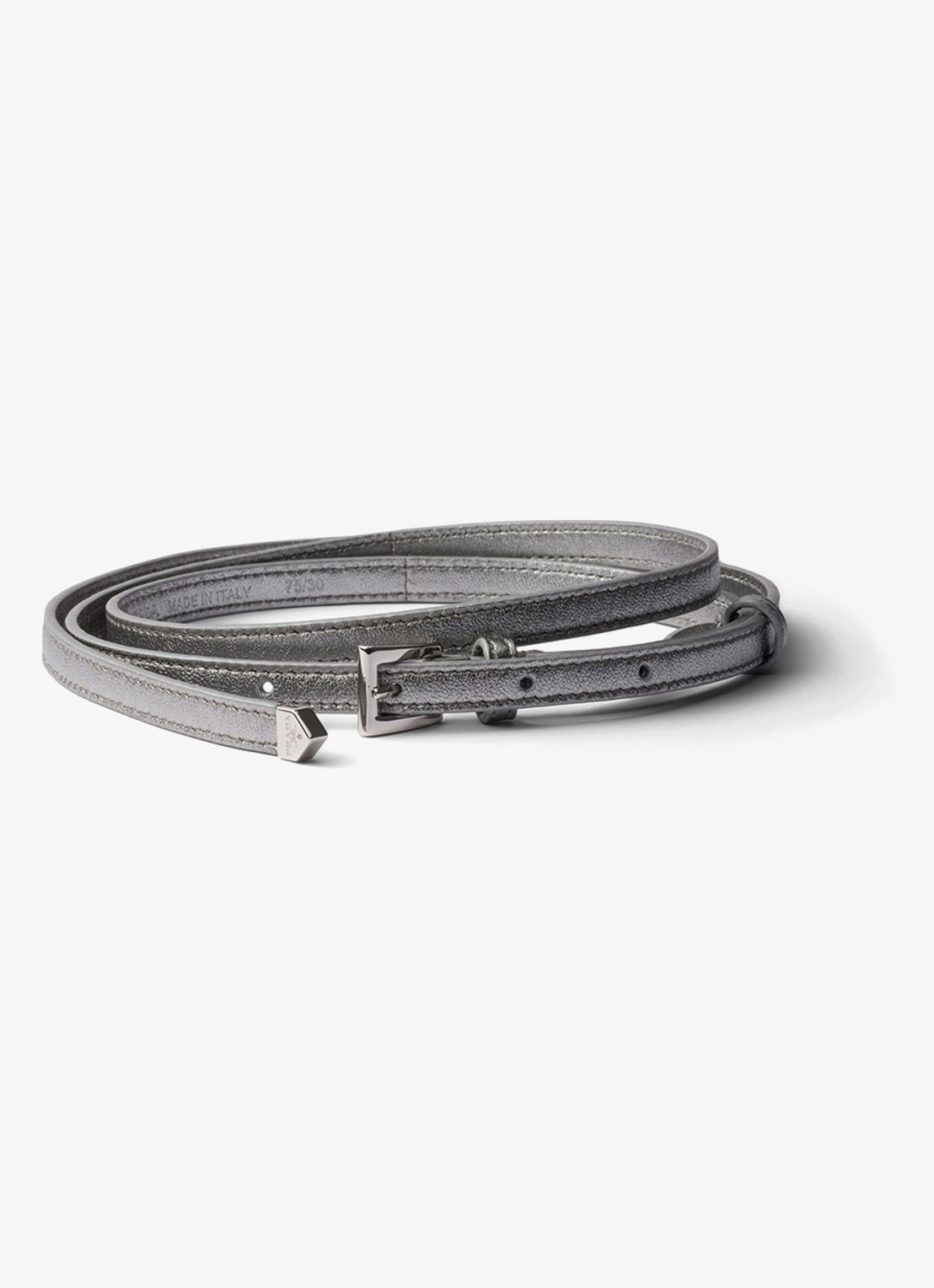 Prada Riem van lamsleer met metallic finish - voorkant zilver