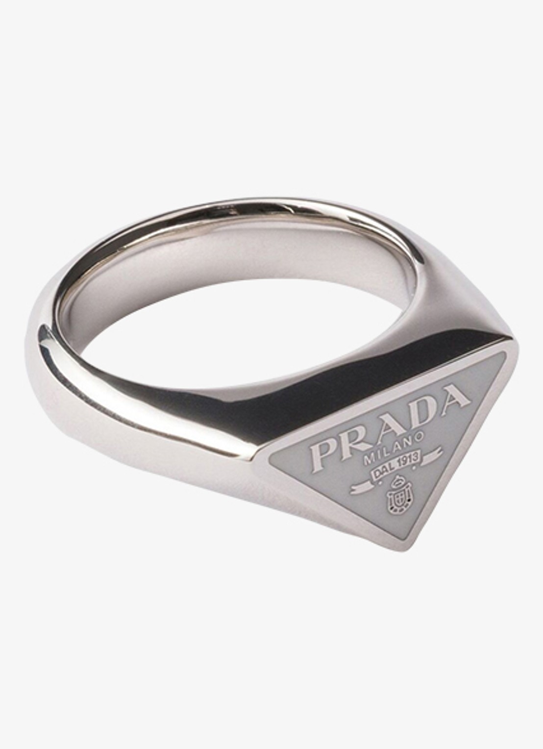 Prada Ring met logo - detail zilver