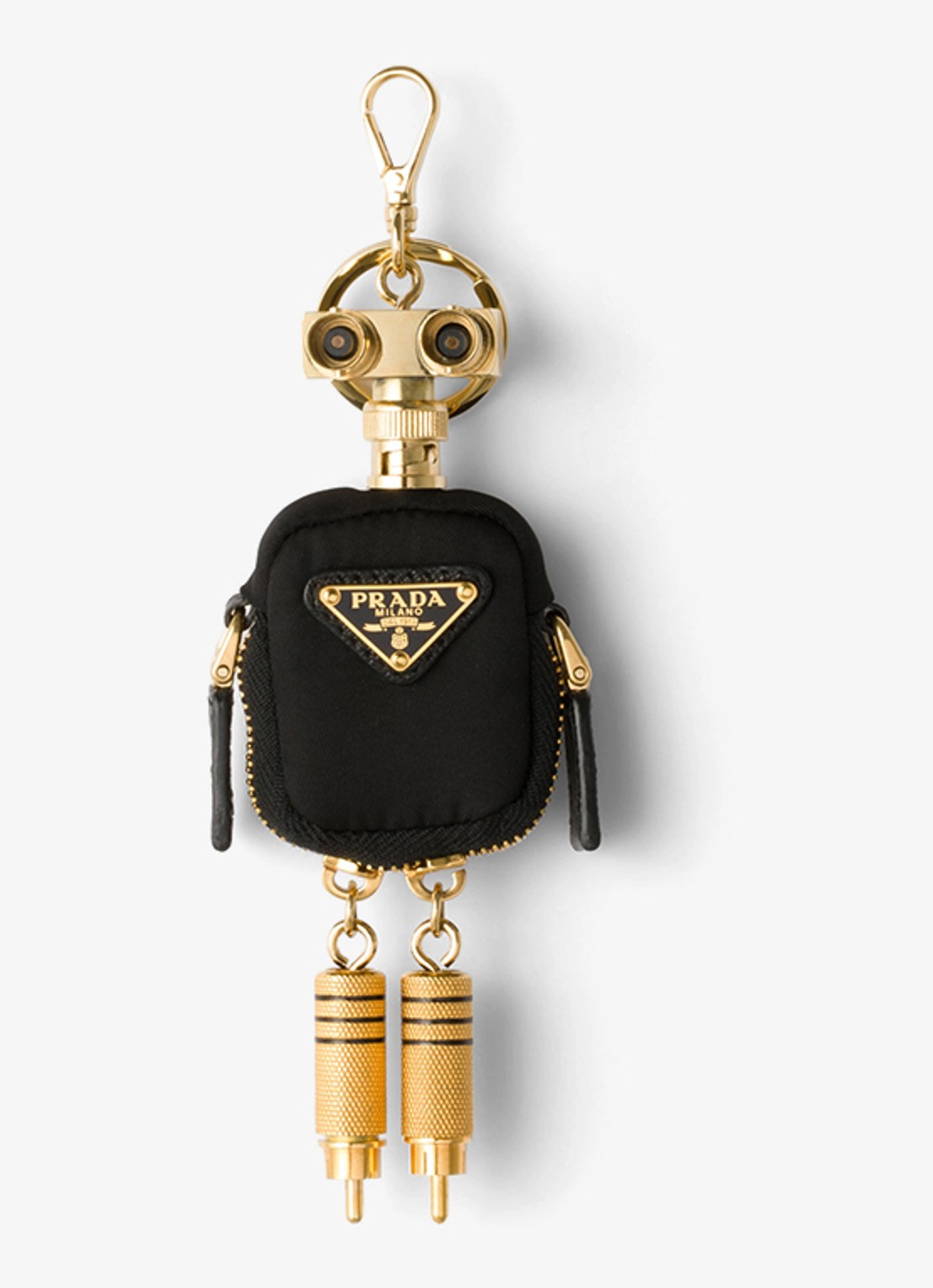 Prada Robot Re-Nylon tasbedel met logo - voorkant zwart