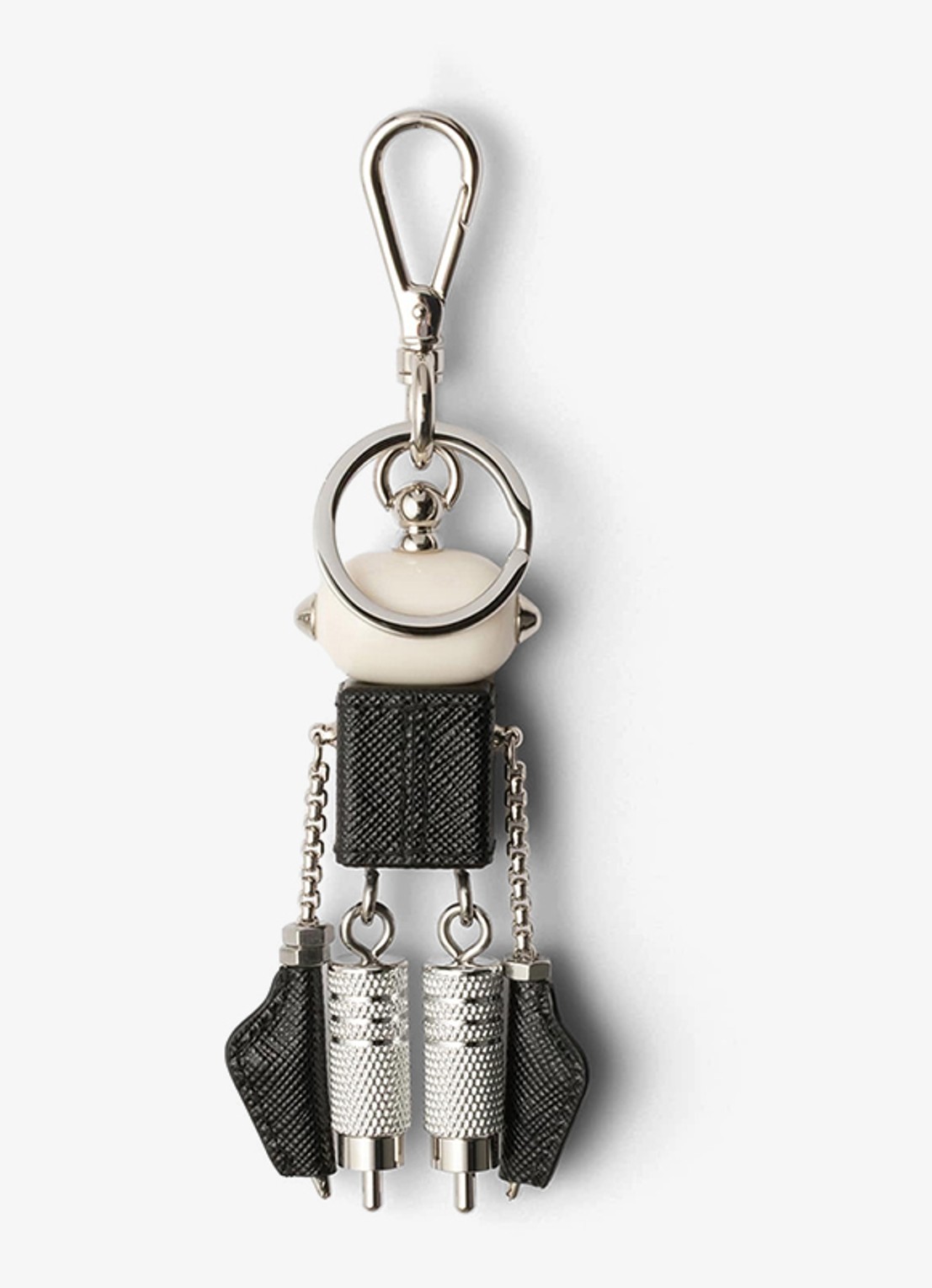 Prada Robot sleutelhanger met leren details - detail zilver