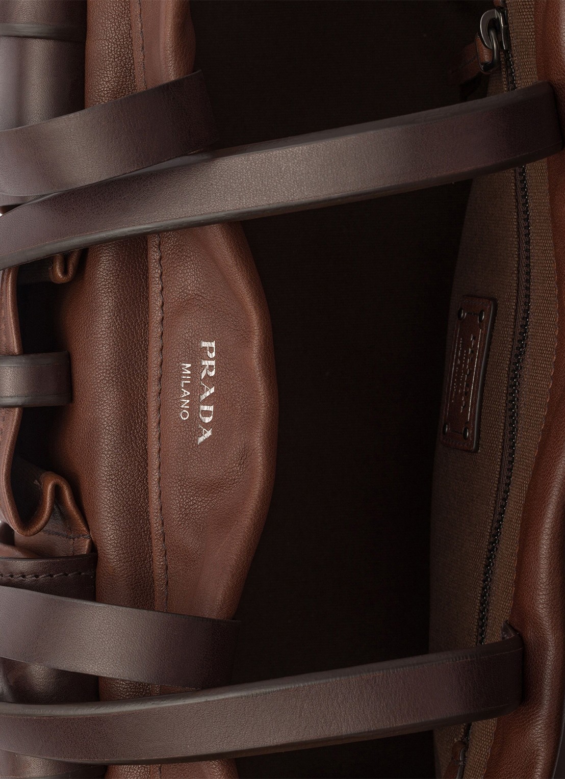Prada Route Large schoudertas van leer - detail 4 bruin