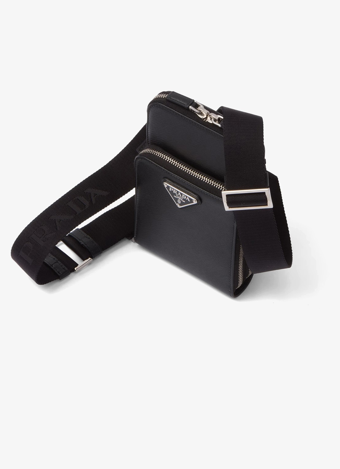 Prada Saffiano crossbody telefoonhoes van leer - detail 2 zwart