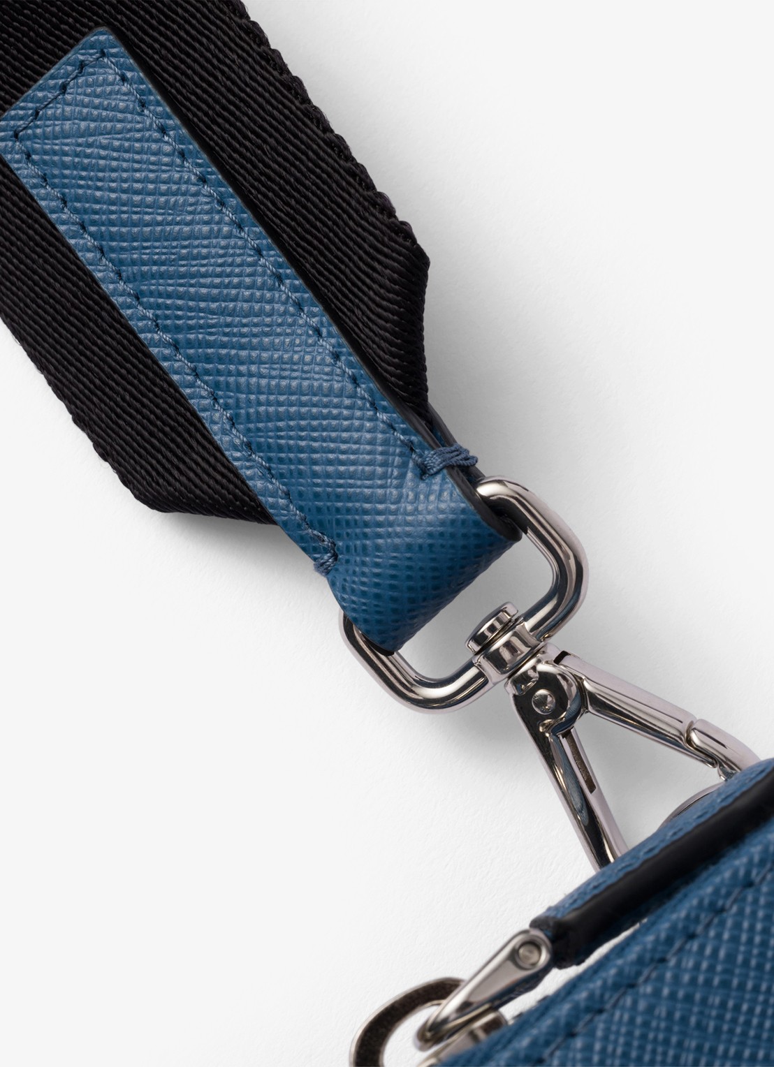 Prada Saffiano crossbody telefoonhoes van leer - detail 2 staalblauw