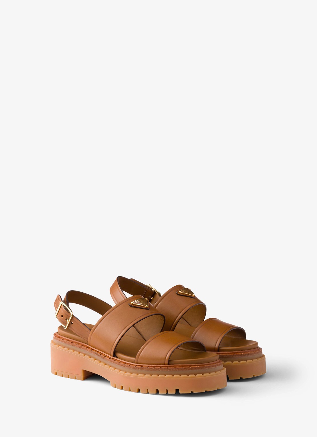 Prada Sandaal van kalfsleer - voorkant bruin