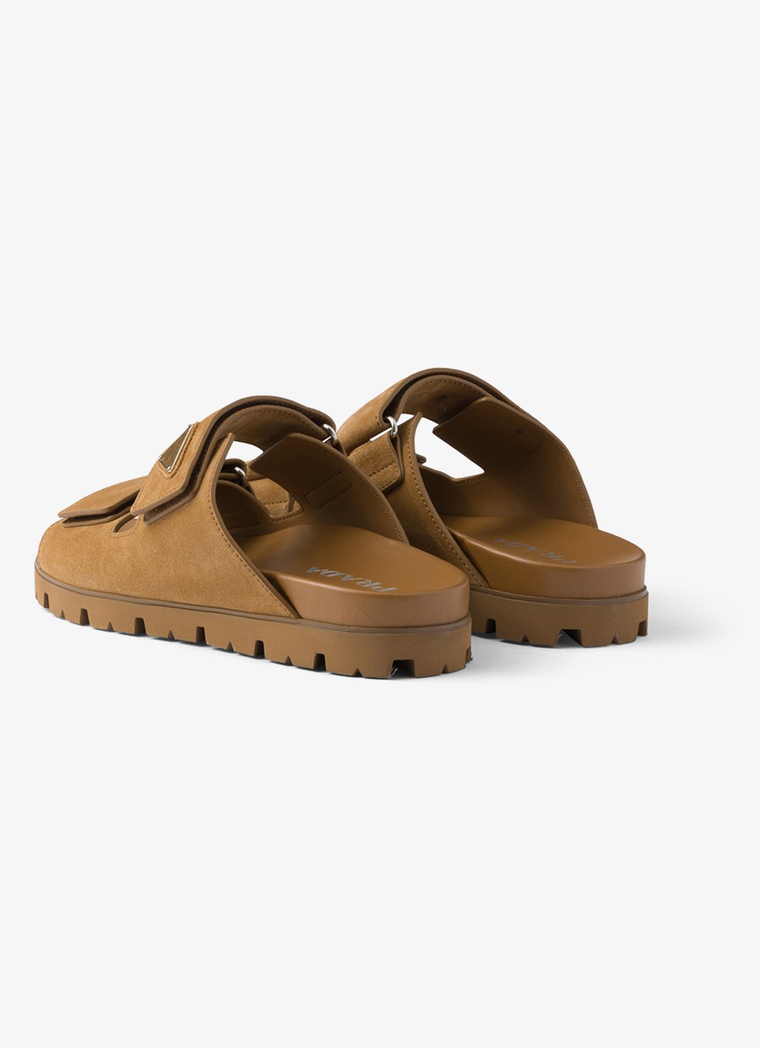 Prada Sandaal van kalfssuède - achterkant camel