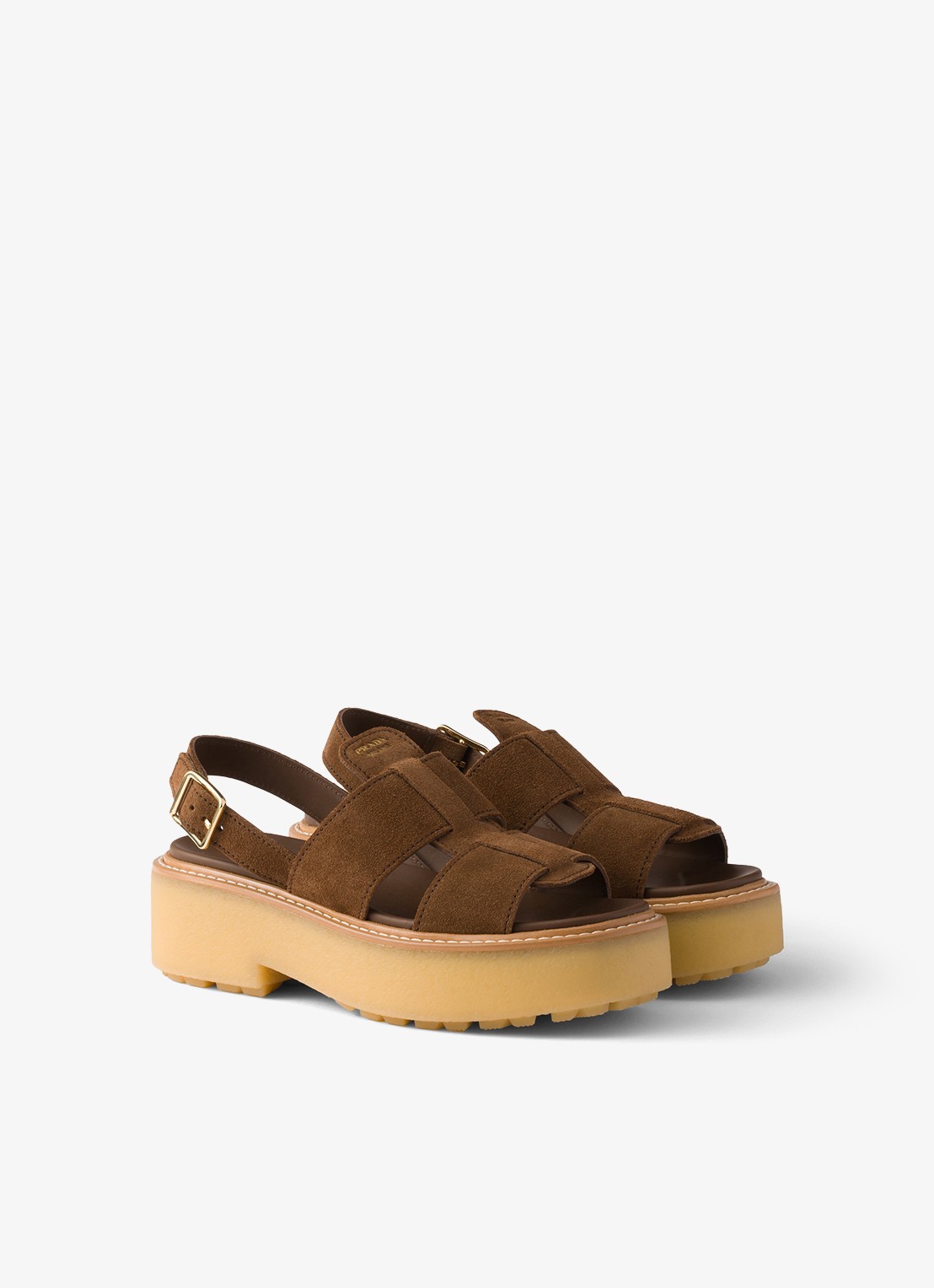 Prada Sandaal van suède - voorkant 2 bruin