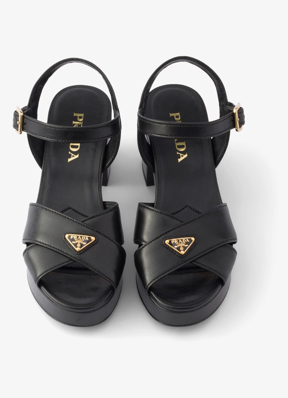 Prada Sandalette van lamsleer - detail 4 zwart
