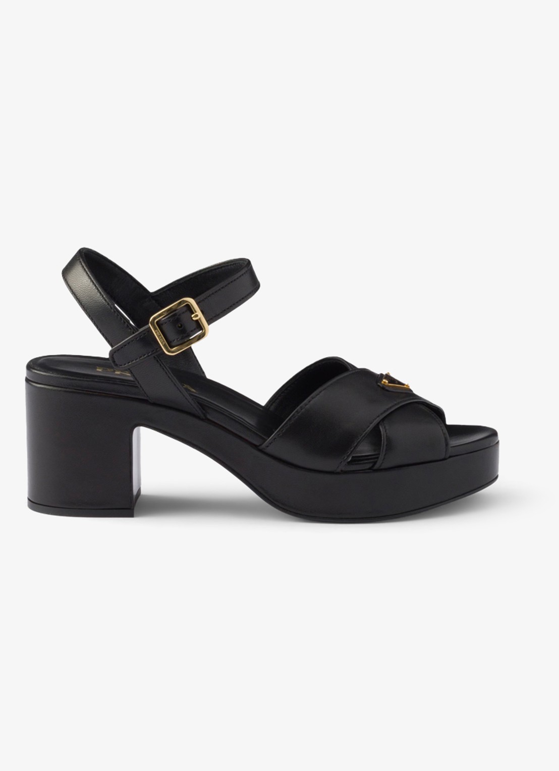 Prada Sandalette van lamsleer - voorkant zwart