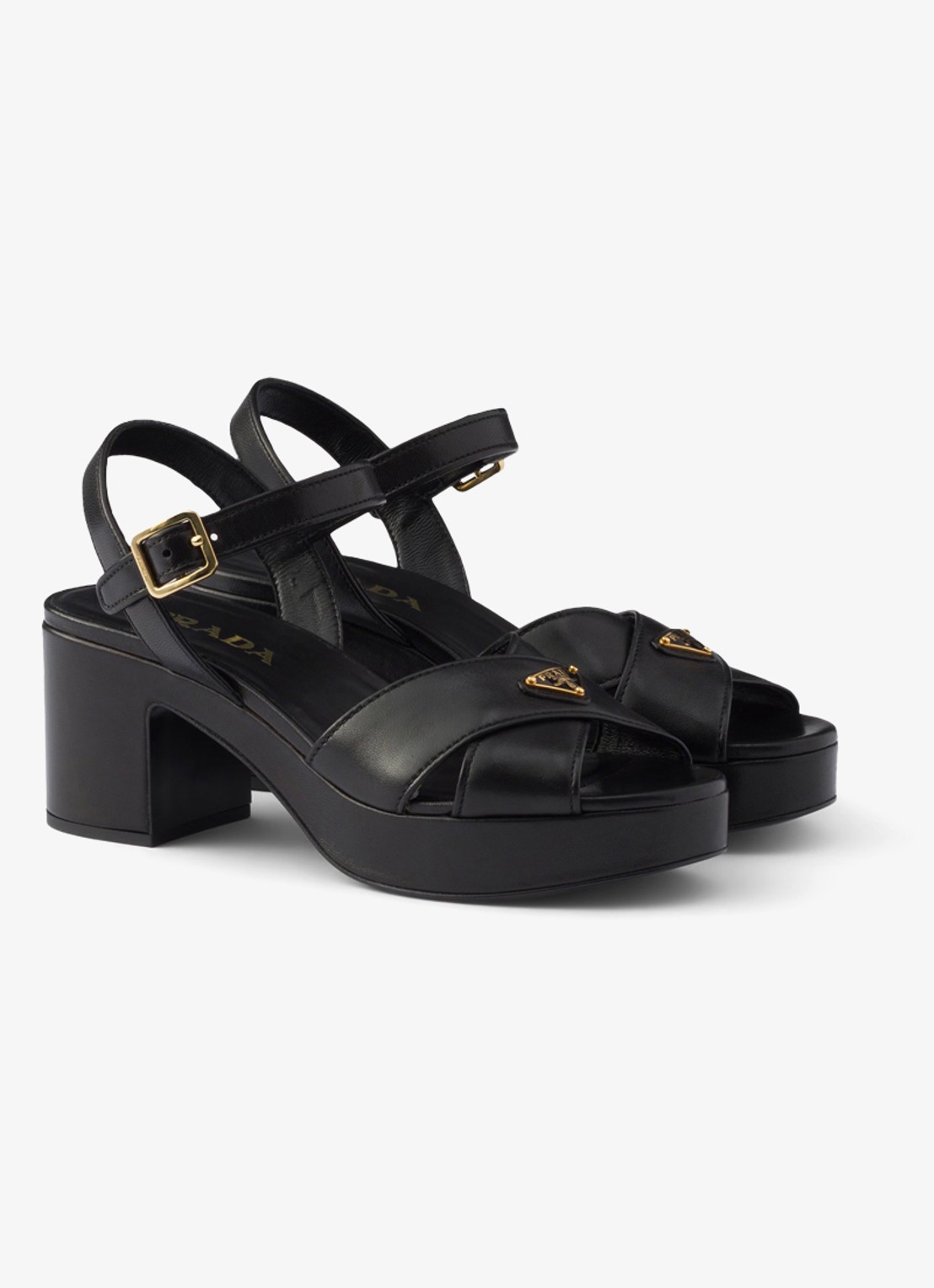 Prada Sandalette van lamsleer - voorkant 2 zwart
