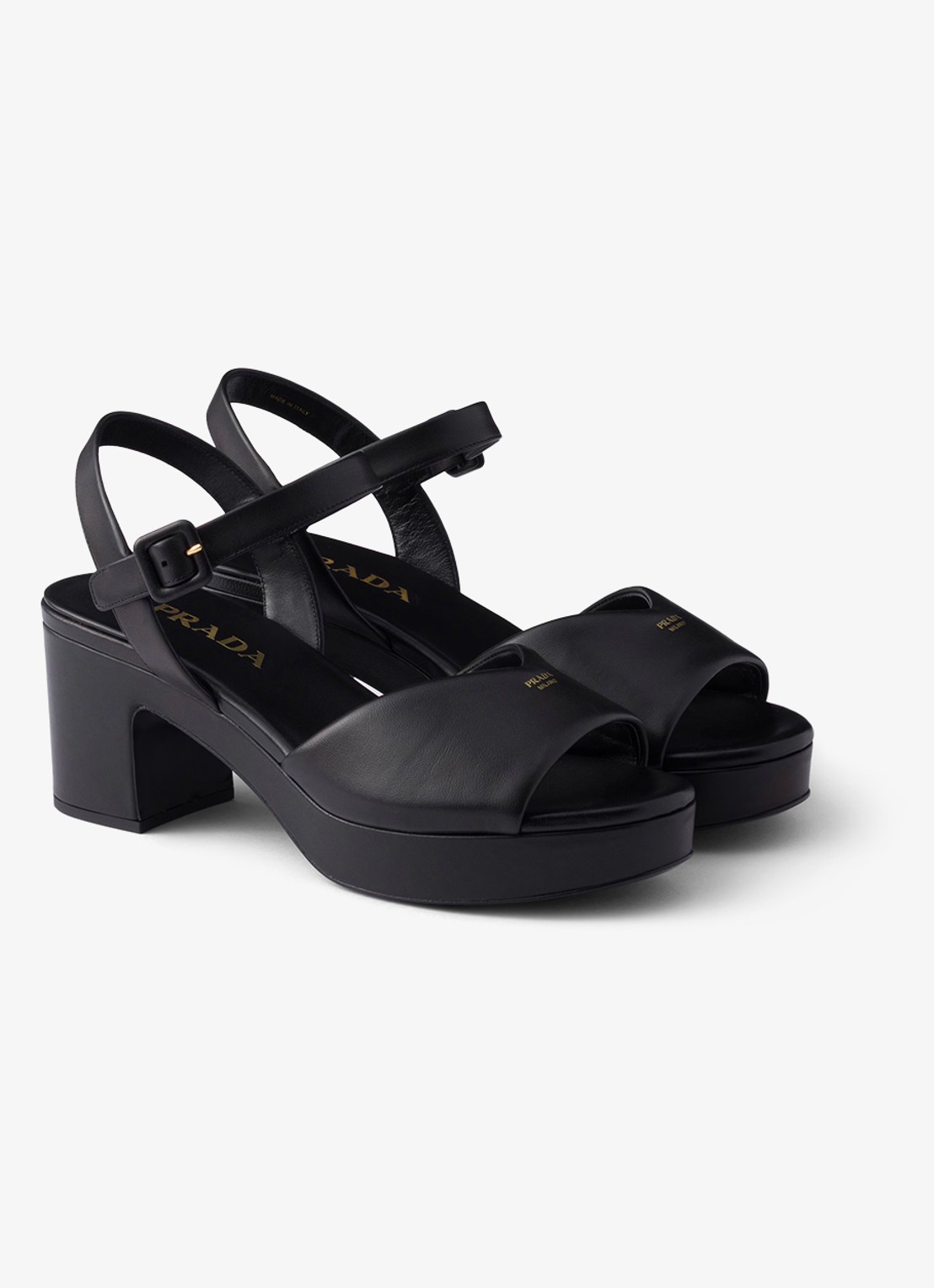 Prada Sandalette van leer - voorkant 2 zwart