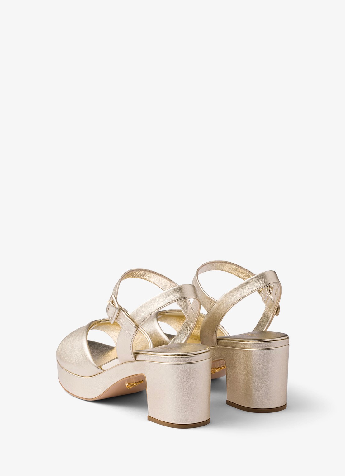 Prada Sandalette van leer - achterkant 5 goud