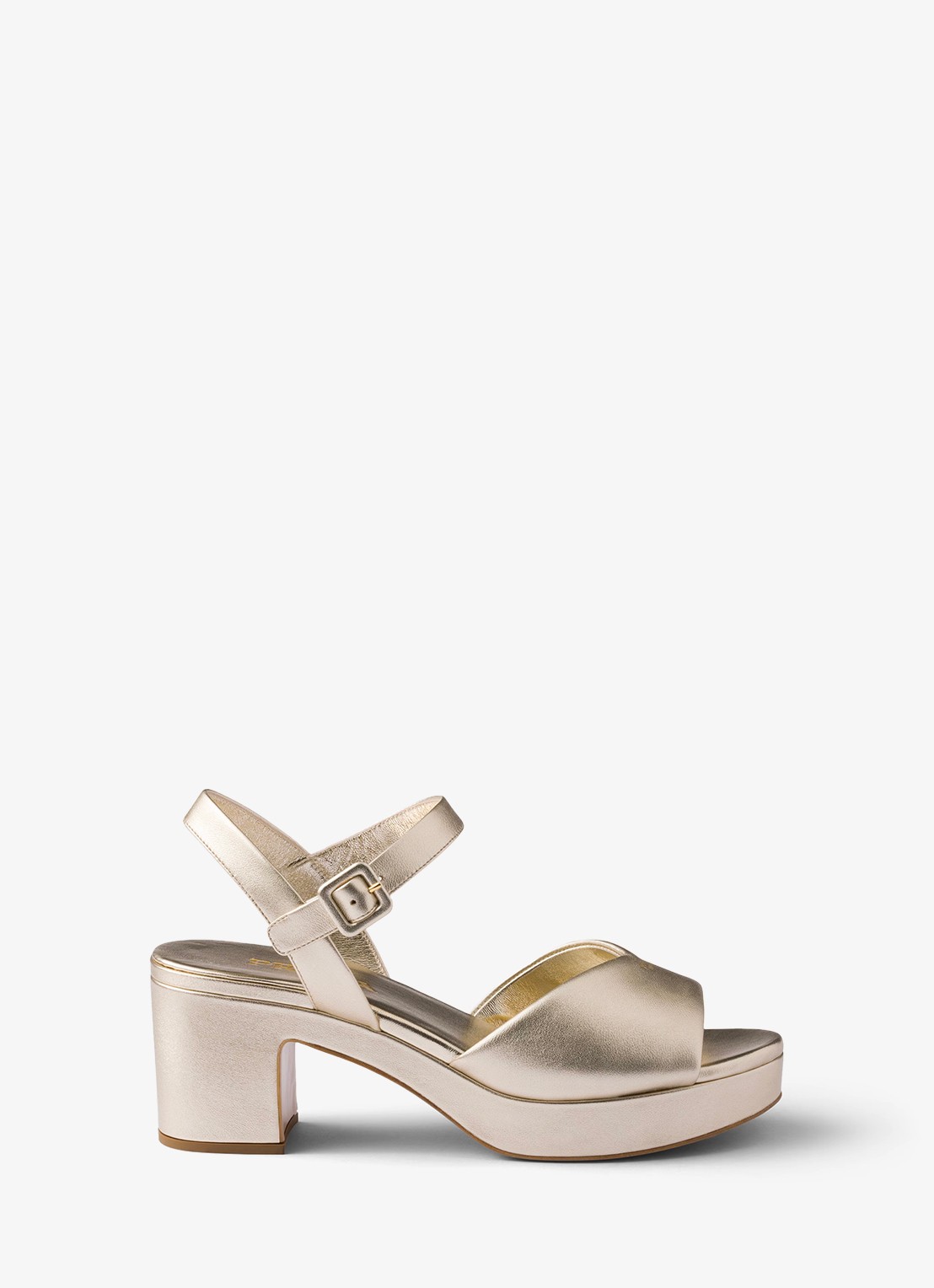Prada Sandalette van leer - voorkant goud