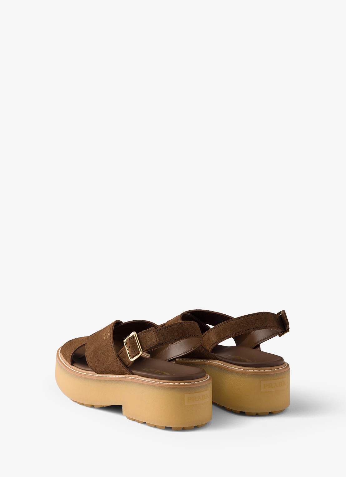 Prada Sandalette van suède - achterkant bruin