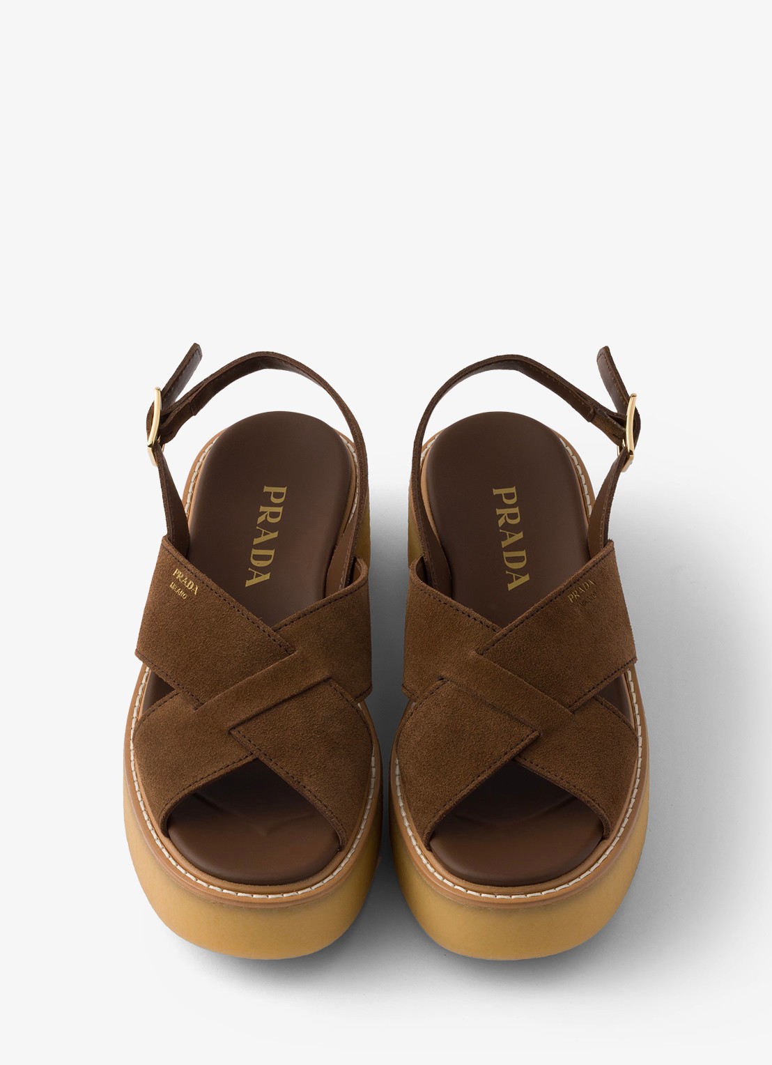 Prada Sandalette van suède - detail 2 bruin